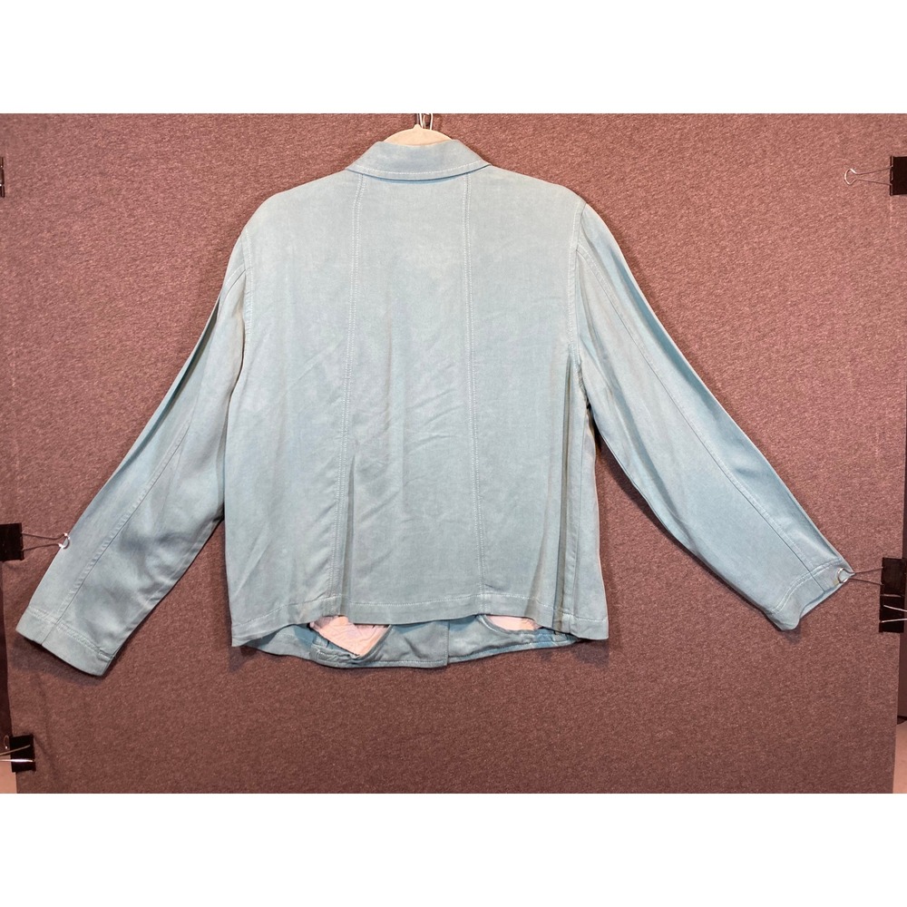 Coldwater Creek Womens Aqua Blue 100% Tencel Button Front Jacket Size M H22010 - Picture 2 of 11